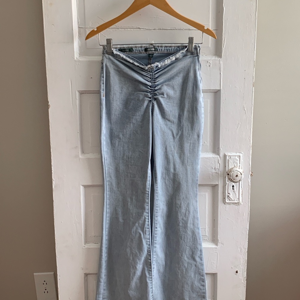 Light Blue Ruched Denim Jeans - Picture 2 of 6
